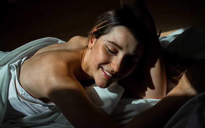 Relaxed massage client